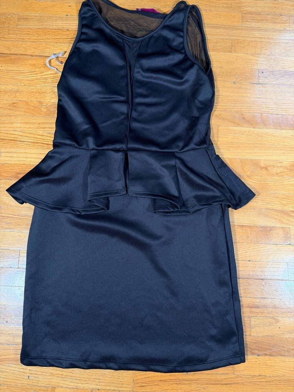 Annabelle USA Black Peplum Bodycon Dress XL Sheer Mesh Panel Cocktail Party